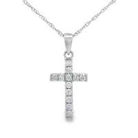 .11ct Diamond Cross Religious Pendant 14KT White Gold