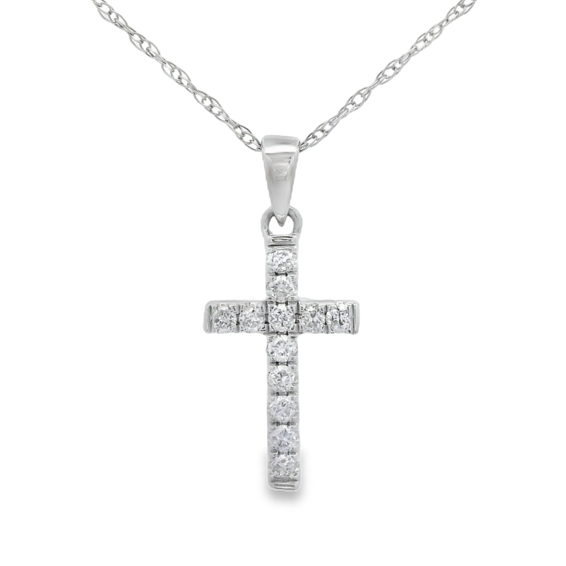 .11ct Diamond Cross Religious Pendant 14KT White Gold