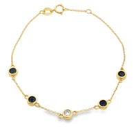 .74ct Sapphire Diamond Bracelet 14KT Yellow Gold