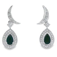 .55ct Onyx Diamond Dangle Earrings 10KT White Gold