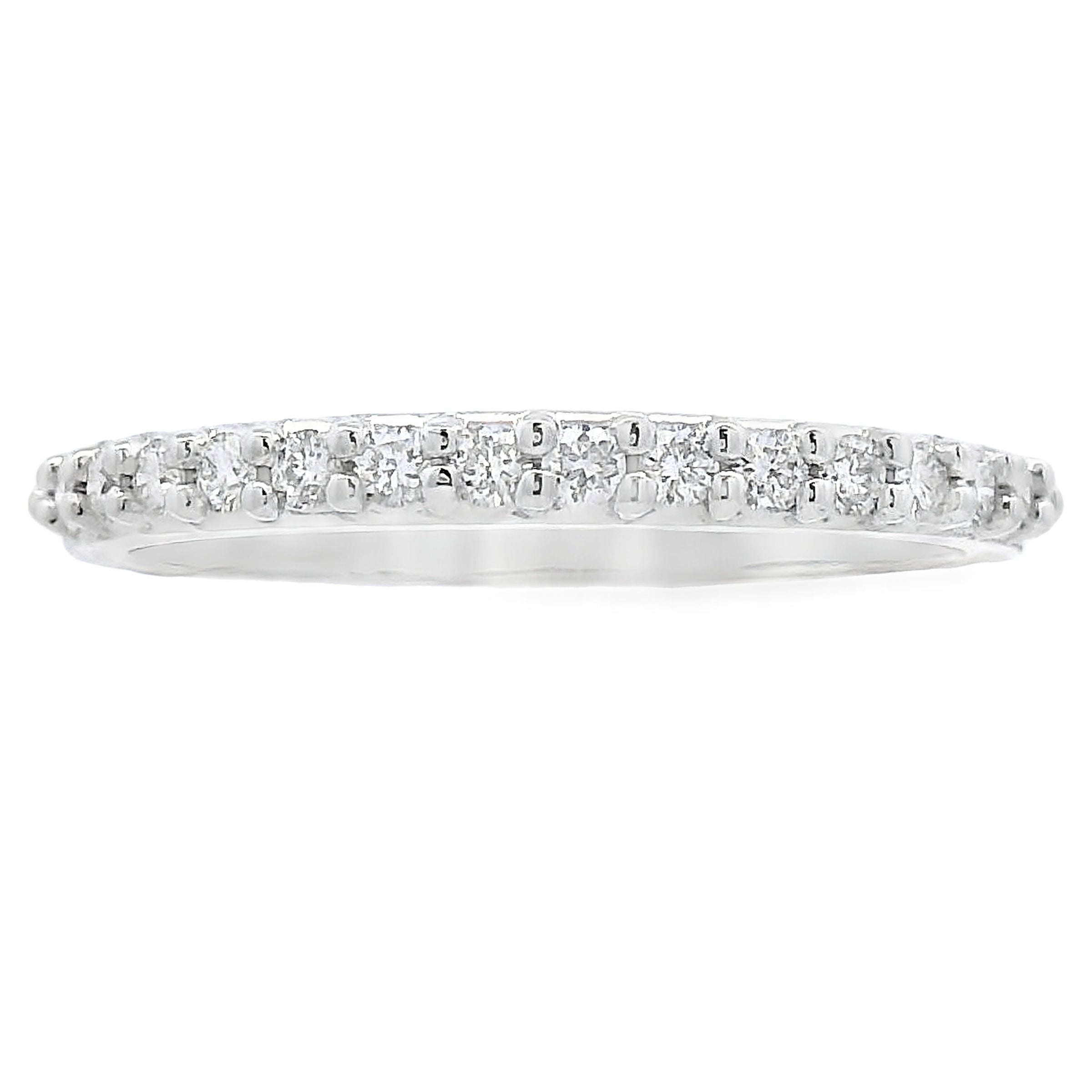 Natural .25ct Diamond Wedding Band Ring 14KT White Gold