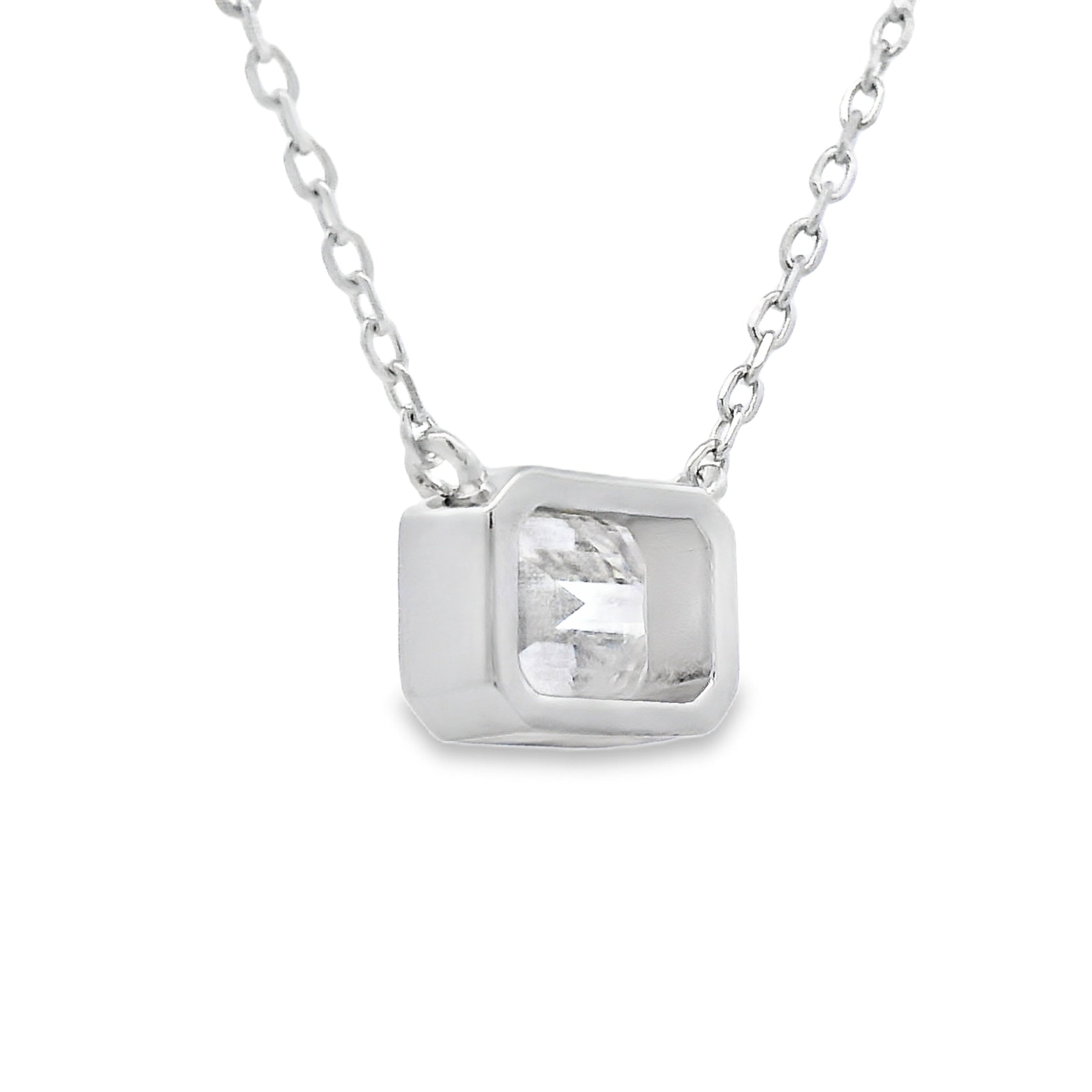 Natural .85ct Moissanite Pendant Sterling Silver