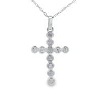 .09ct Diamond Cross Religious Pendant 14KT White Gold