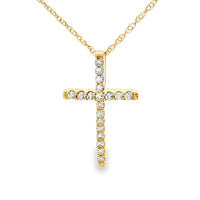 .10ct Diamond Cross Religious Pendant 14KT Yellow Gold