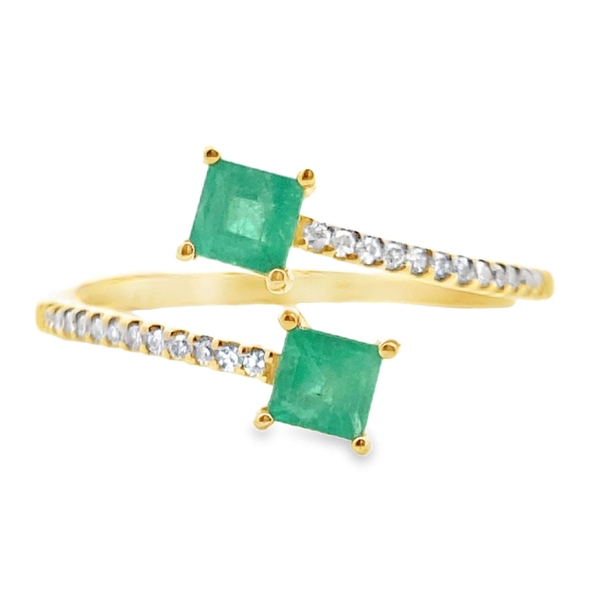 Genuine .47ct Emerald Diamond Ring 14KT Yellow Gold