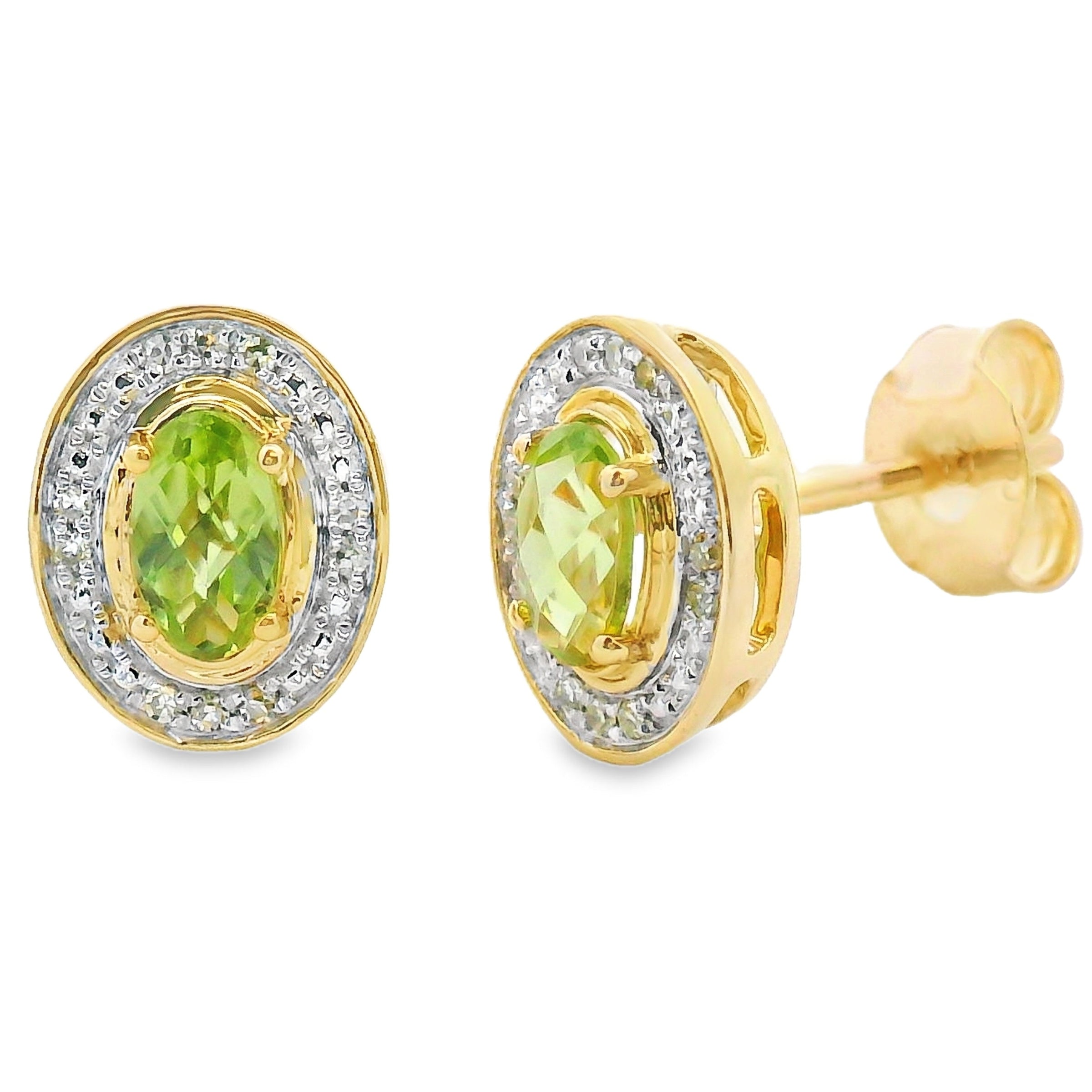 Natural .50ct Peridot Diamond Earrings 10KT Yellow Gold