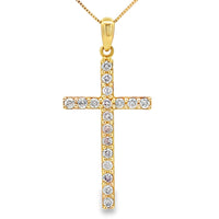 .25ct Diamond Cross Religious Pendant 14KT Yellow Gold