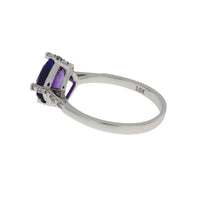 Genuine 1.25ct Amethyst Diamond Ring 10KT White Gold