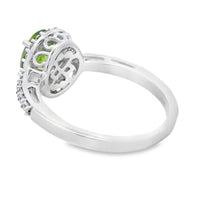 Natural Peridot Created Sapphire Ring Sterling Silver