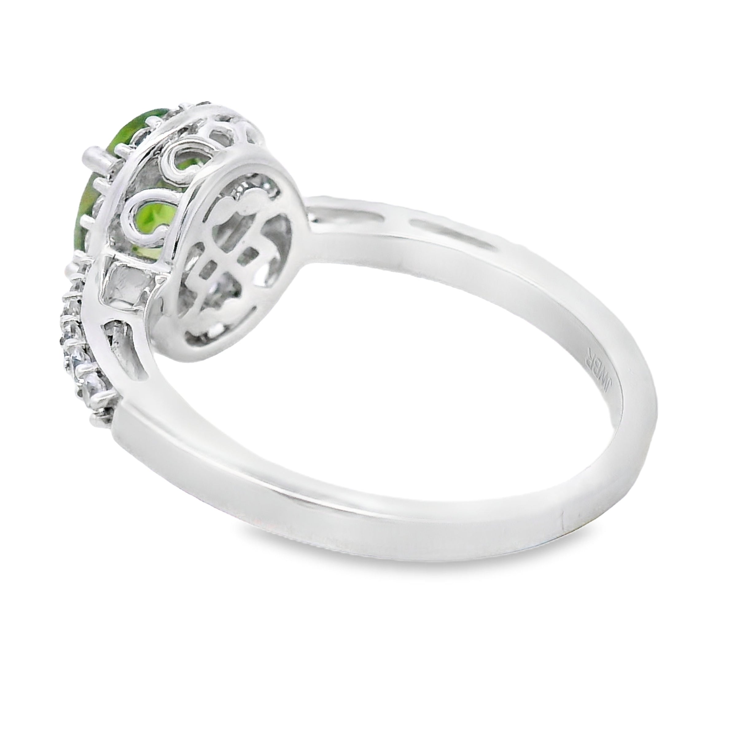 Natural Peridot Created Sapphire Ring Sterling Silver