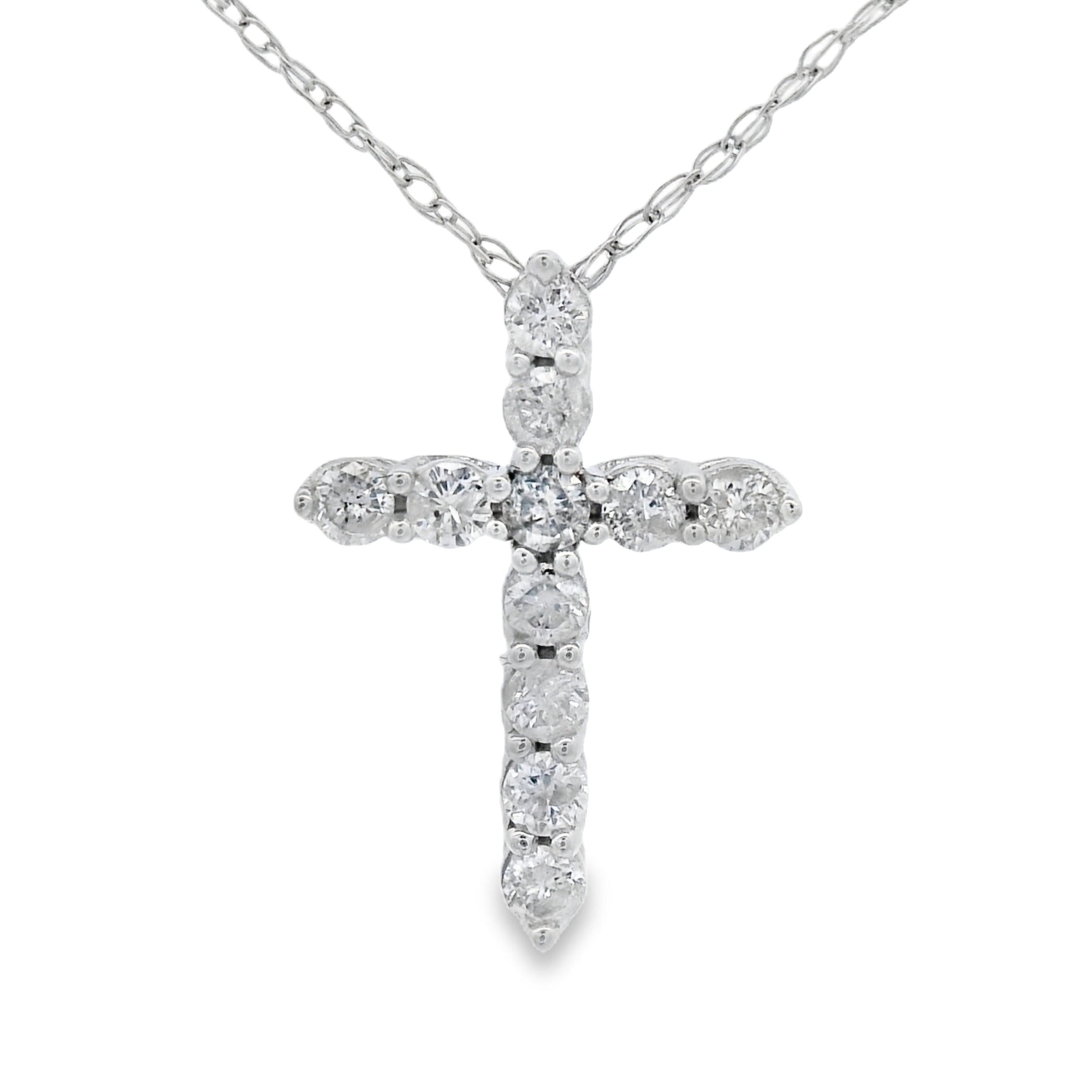 .19ct Diamond Cross Religious Pendant 14KT White Gold