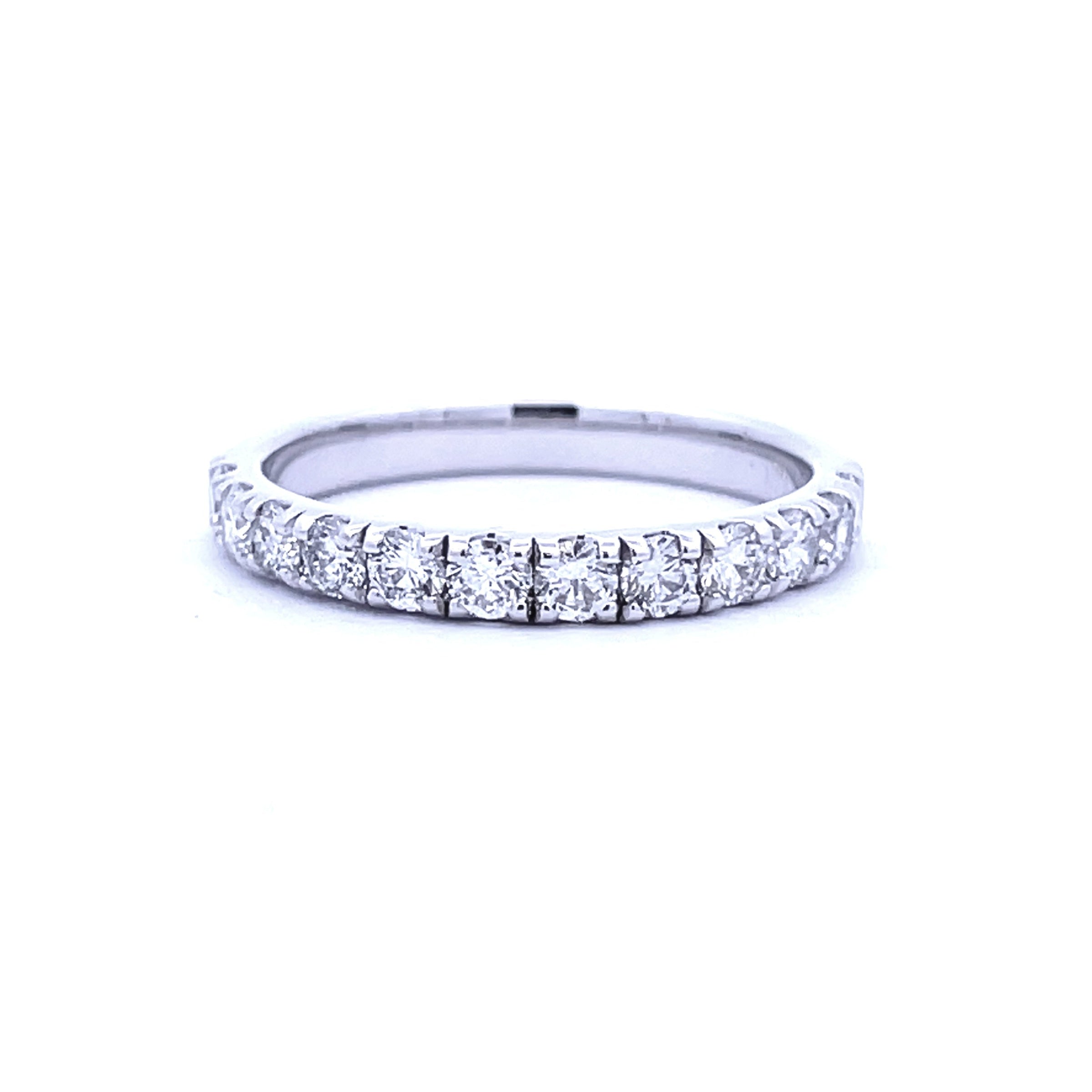 Natural .75ct Diamond Wedding Band Ring 14KT White Gold