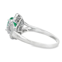 Genuine .94ct Emerald Diamond Ring 14KT White Gold