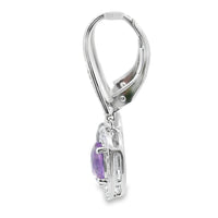 .98ct Amethyst Diamond Dangle Earrings 10KT White Gold