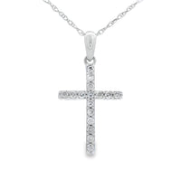 .11ct Diamond Cross Religious Pendant 14KT White Gold