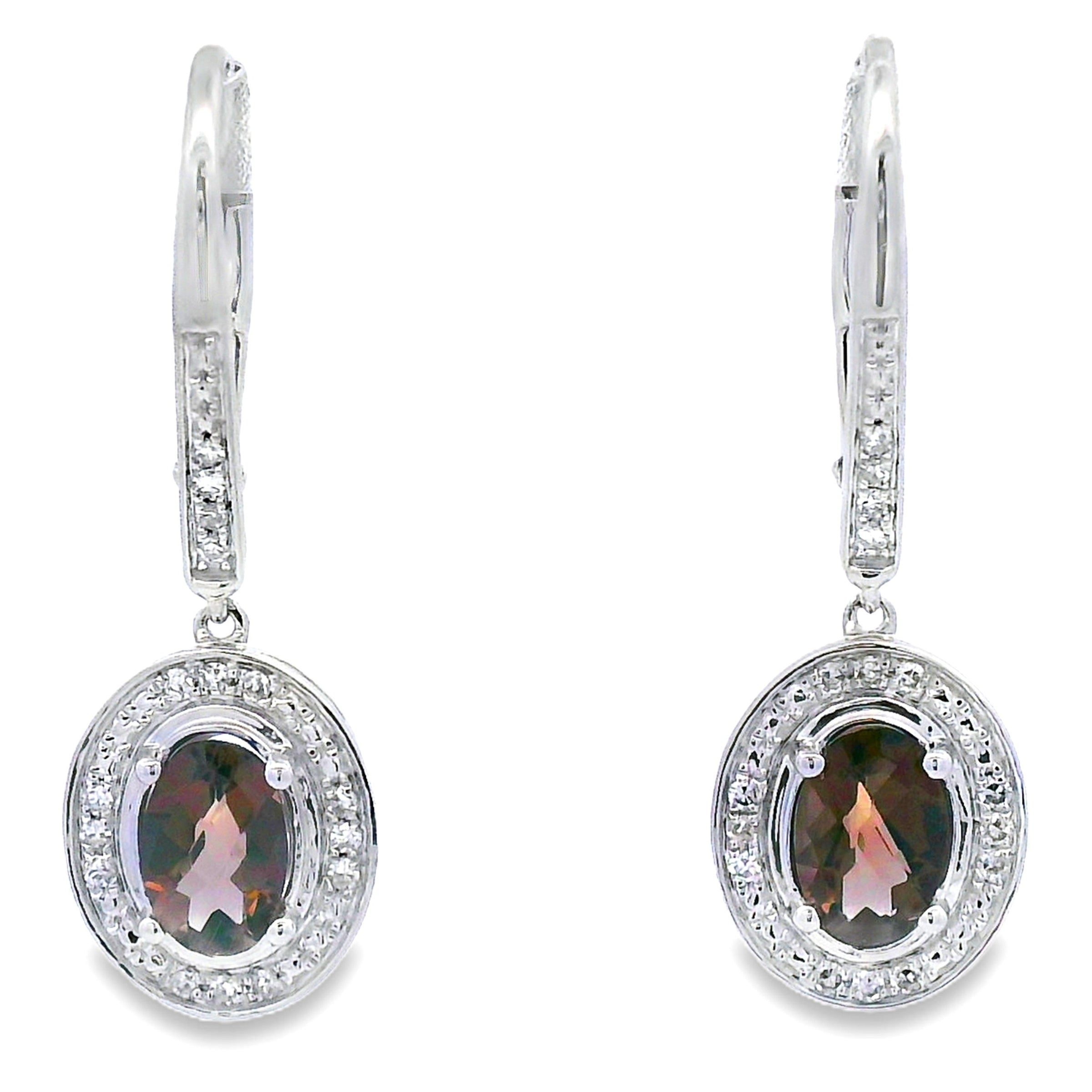 .81ct Quartz Diamond Dangle Earrings 10KT White Gold