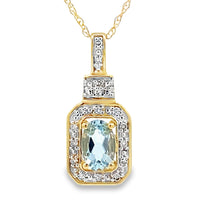 Aquamarine Diamond Fashion Pendants 10KT Yellow Gold