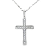 .08ct Diamond Cross Religious Pendant 14KT White Gold