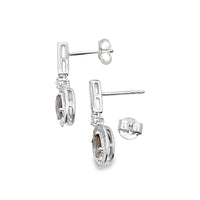 .88ct Quartz Diamond Dangle Earrings 10KT White Gold