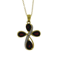 Garnet Diamond Cross Religious Pendant Sterling Silver
