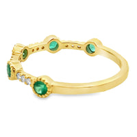 Emerald Diamond stackable band set 14KT Yellow Gold