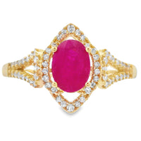 Genuine 1.26ct Ruby Diamond Ring 14KT Yellow Gold
