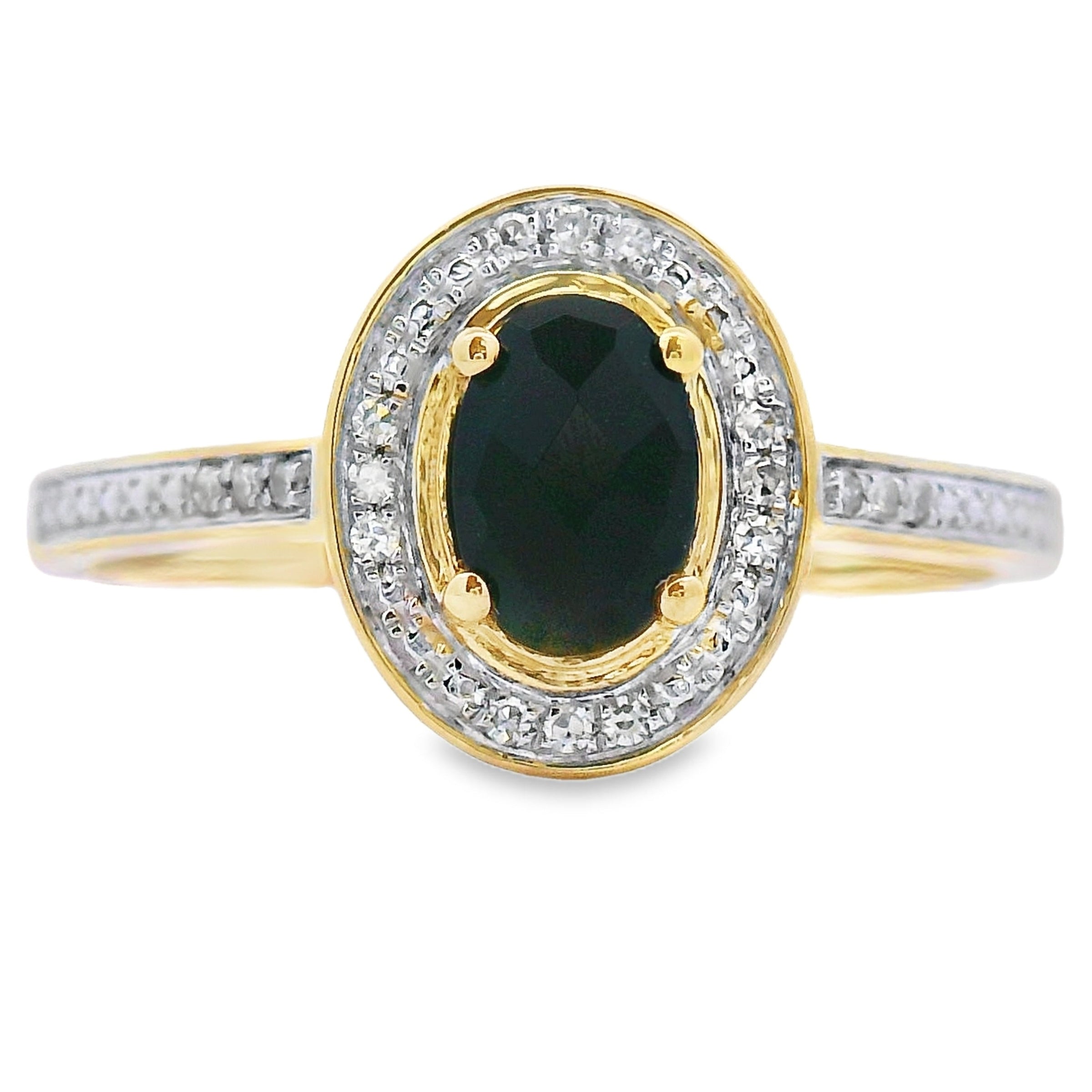 Natural .55ct Onyx Diamond Ring 10KT Yellow Gold