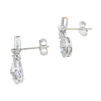 Aquamarine Diamond Dangle Earrings 10KT White Gold