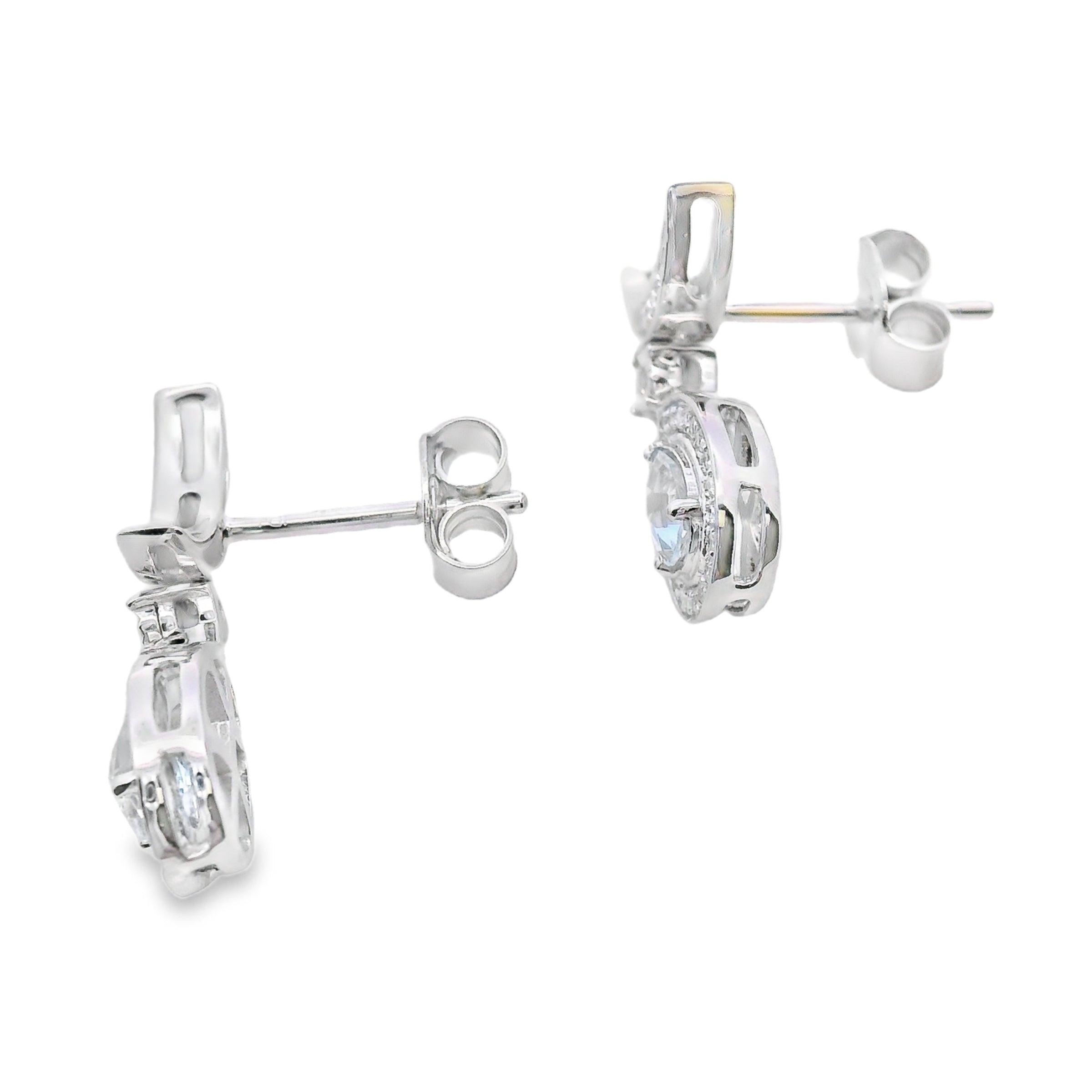 Aquamarine Diamond Dangle Earrings 10KT White Gold