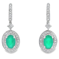 Chalcedony Diamond Dangle Earrings 10KT White Gold