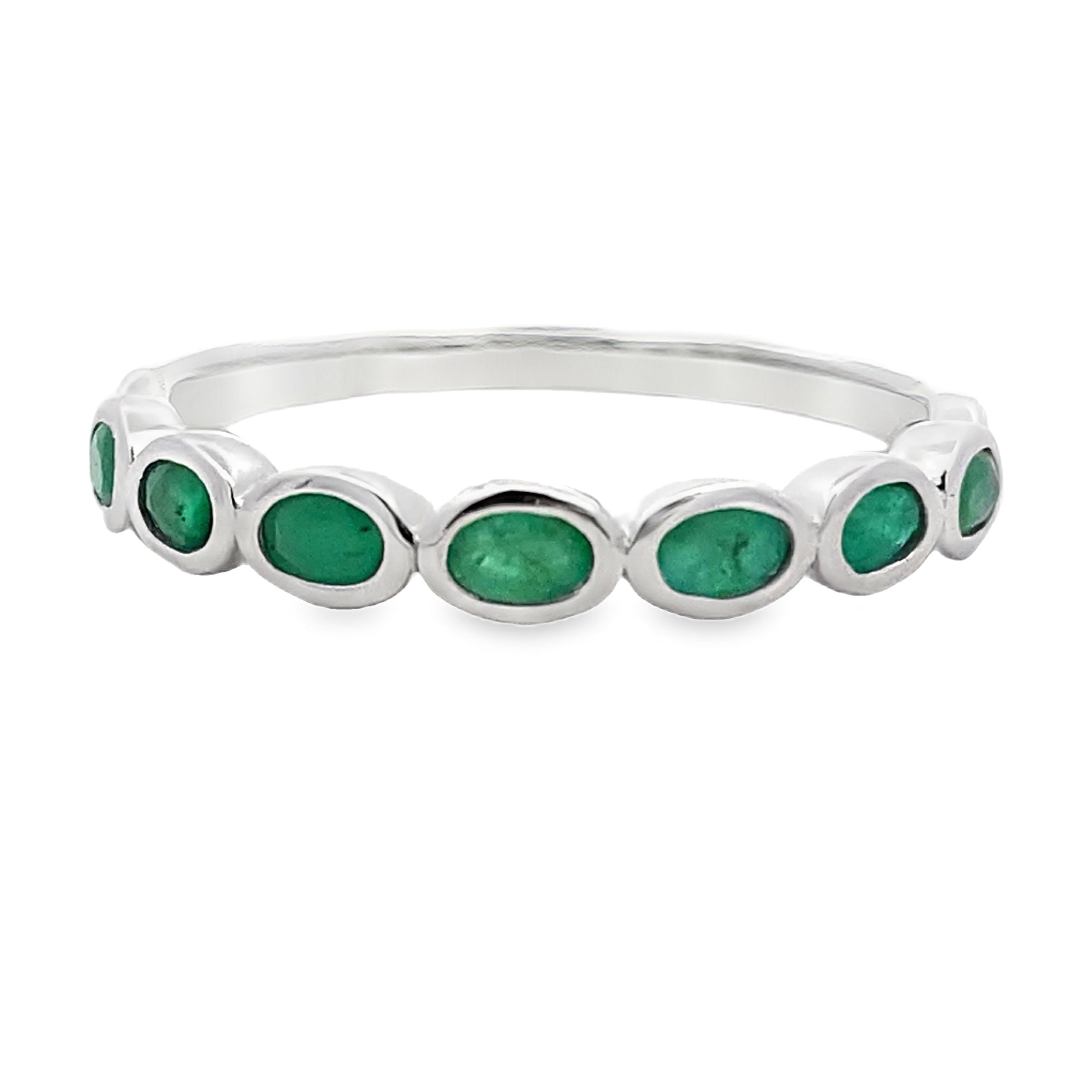 .74ct Emerald Fashion band rings 14KT White Gold