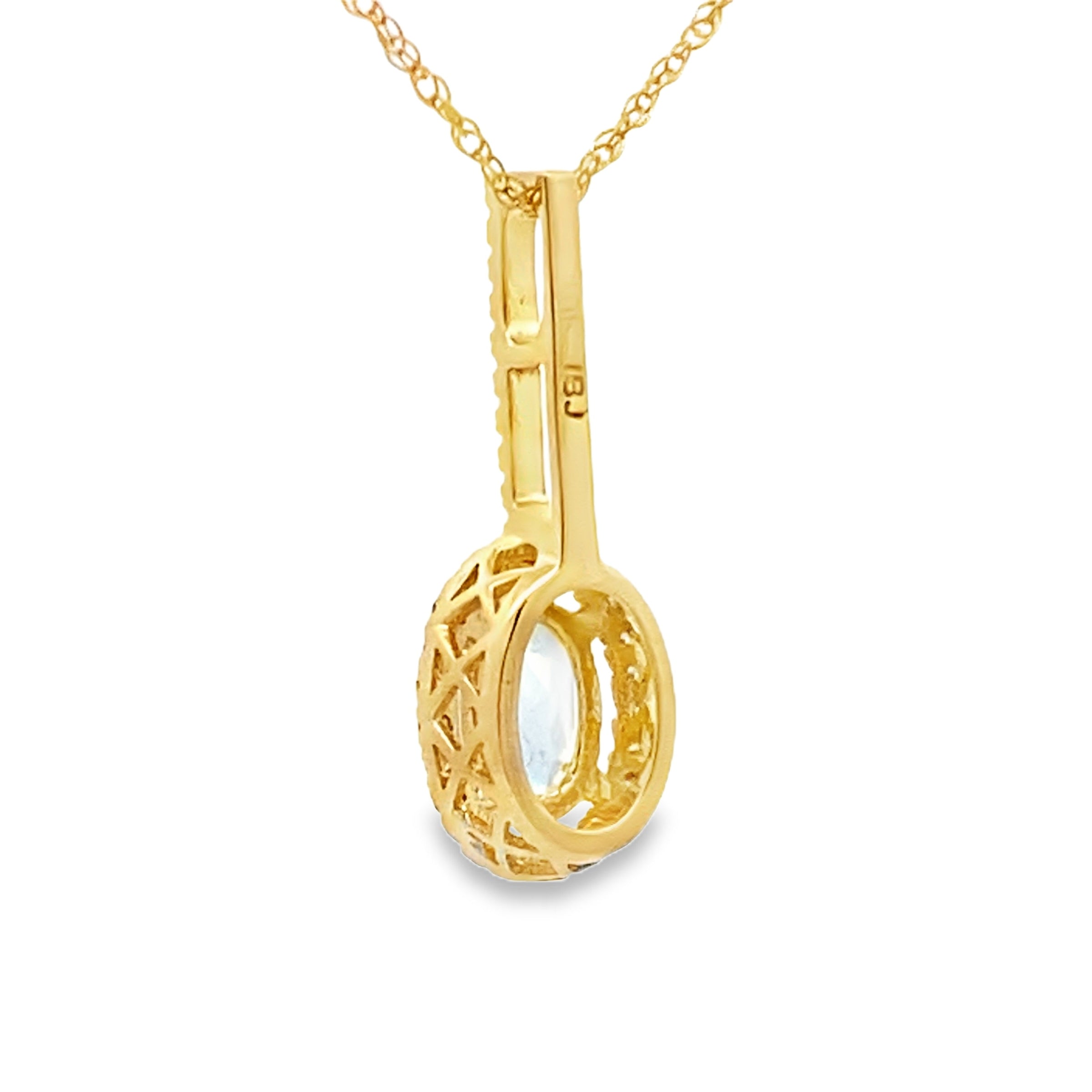 Aquamarine Diamond Fashion Pendants 10KT Yellow Gold