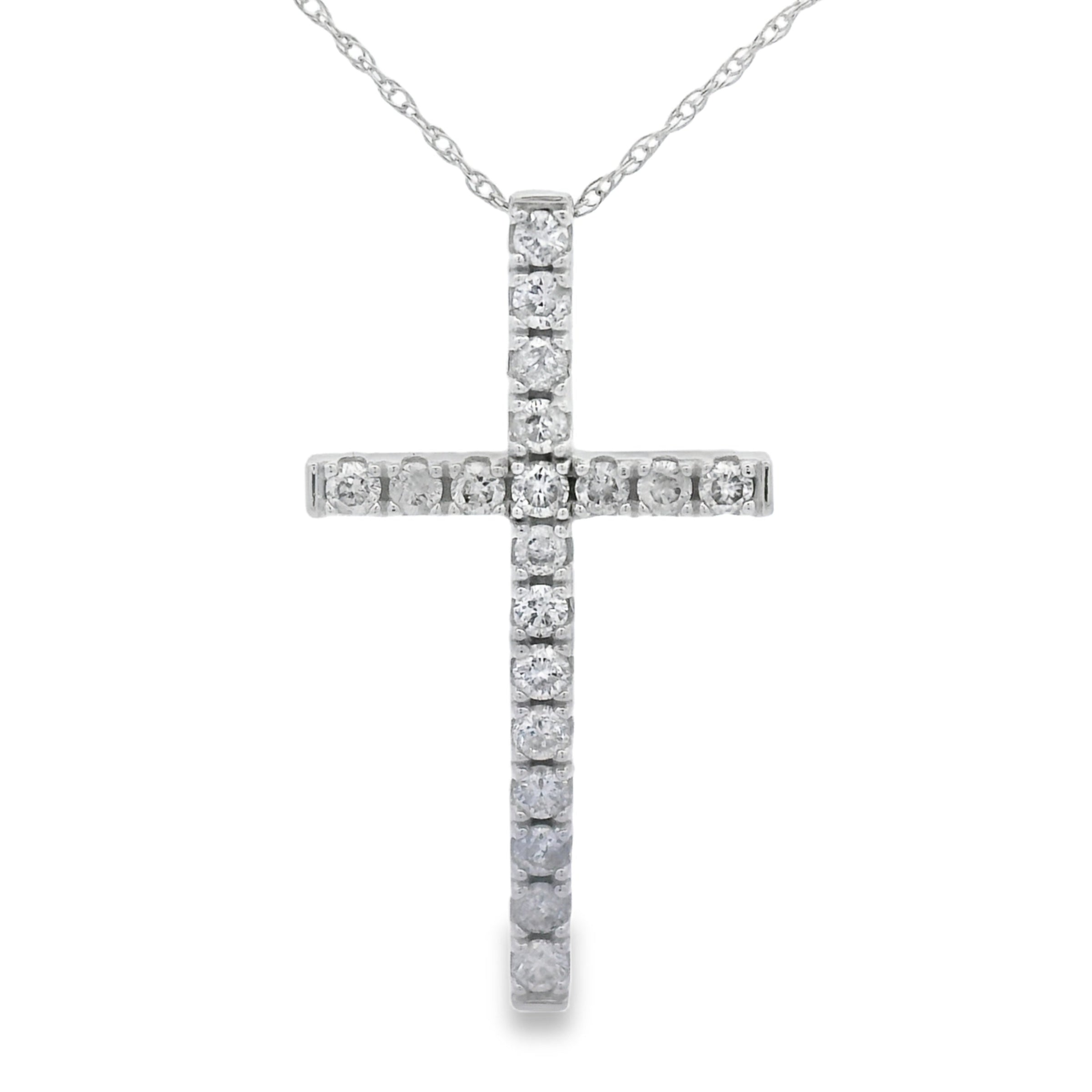 .50ct Diamond Cross Religious Pendant 14KT White Gold