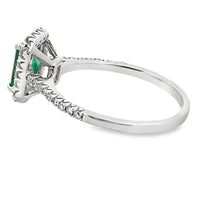 Genuine 1.26ct Emerald Diamond Ring 10KT White Gold