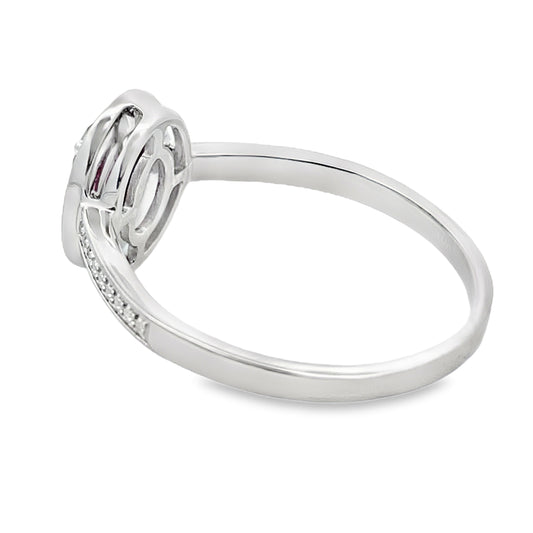 Genuine .62ct Garnet Diamond Ring 10KT White Gold