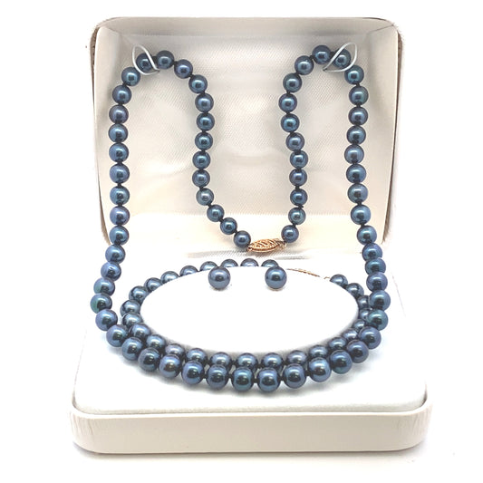 Genuine Akoya Pearl Jewelry sets 14KT Yellow Gold