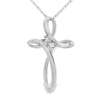 .04ct Diamond Cross Religious Pendant 14KT White Gold