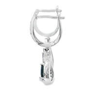 .80ct Sapphire Diamond Dangle Earrings 10KT White Gold