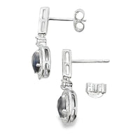 1.06ct Onyx Diamond Dangle Earrings 10KT White Gold