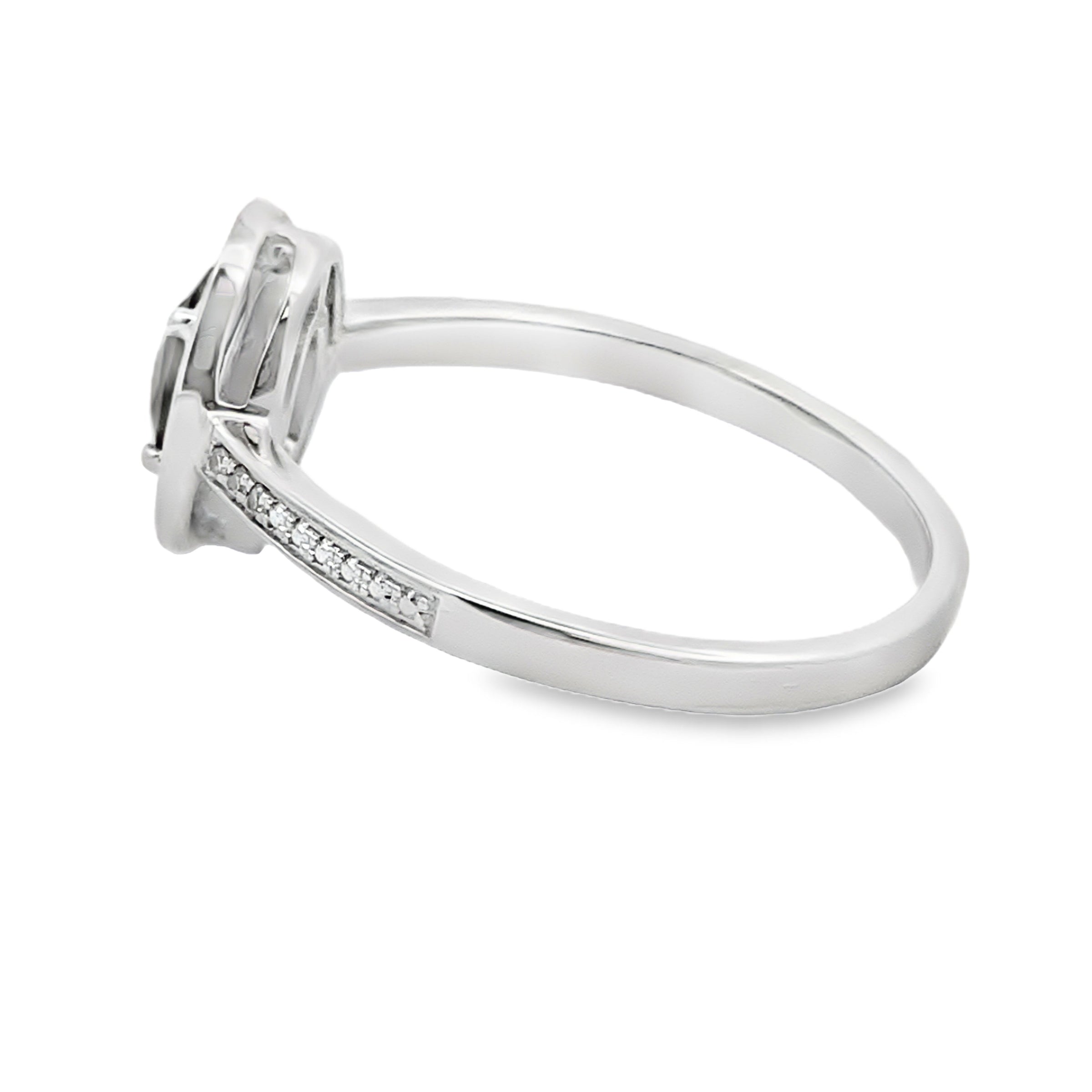 Genuine .42ct Quartz Diamond Ring 10KT White Gold