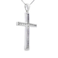 .22ct Diamond Cross Religious Pendant 14KT White Gold