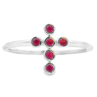 Genuine .12ct Ruby Cross Ring 14KT White Gold