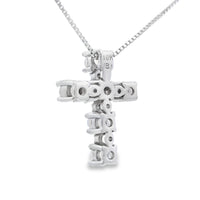 Opal Diamond Cross Religious Pendant 10KT White Gold