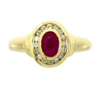 Natural .70ct Ruby Diamond Ring 10KT Yellow Gold