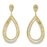 Genuine 8.65ct Diamond Dangle Earrings 18KT Yellow Gold