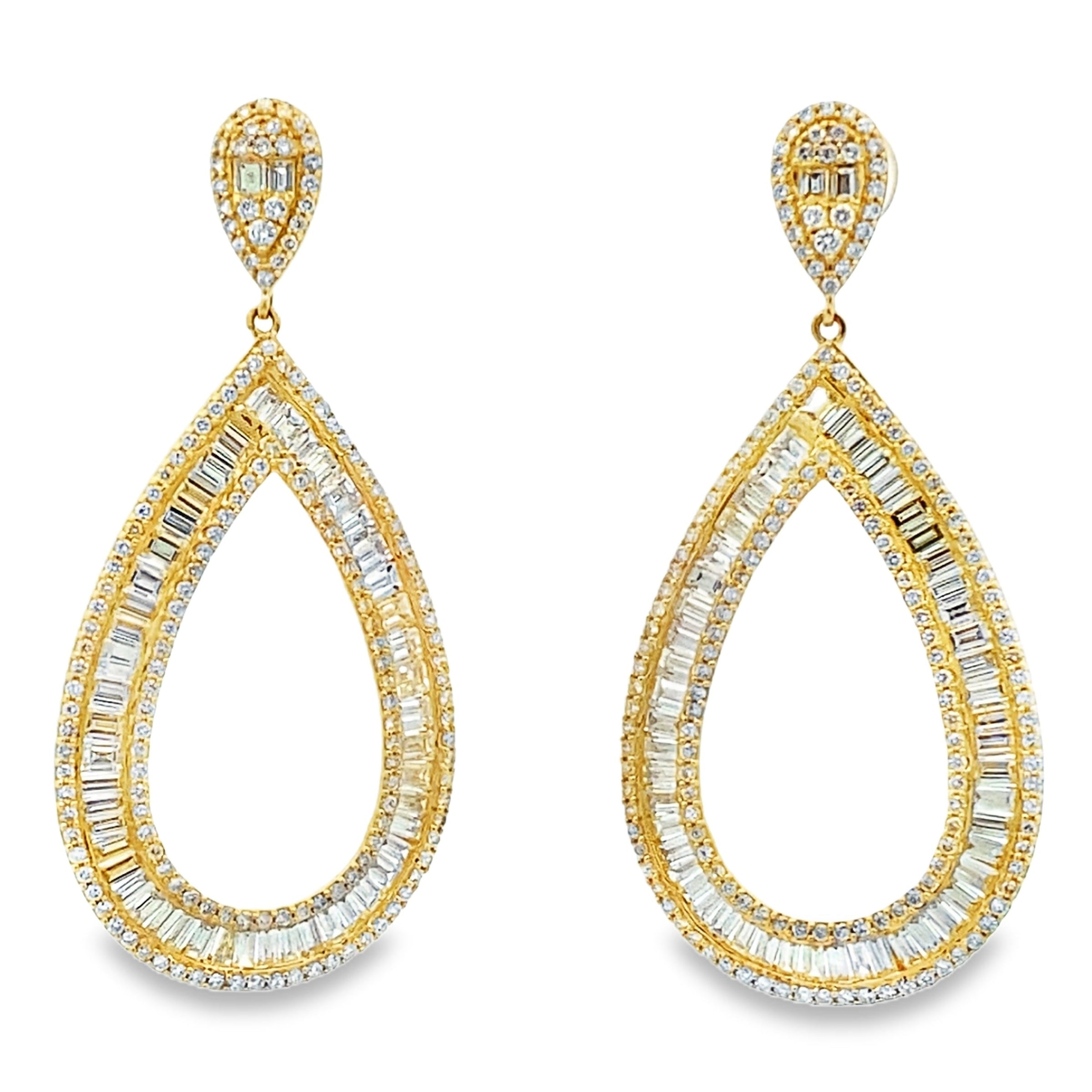 Genuine 8.65ct Diamond Dangle Earrings 18KT Yellow Gold