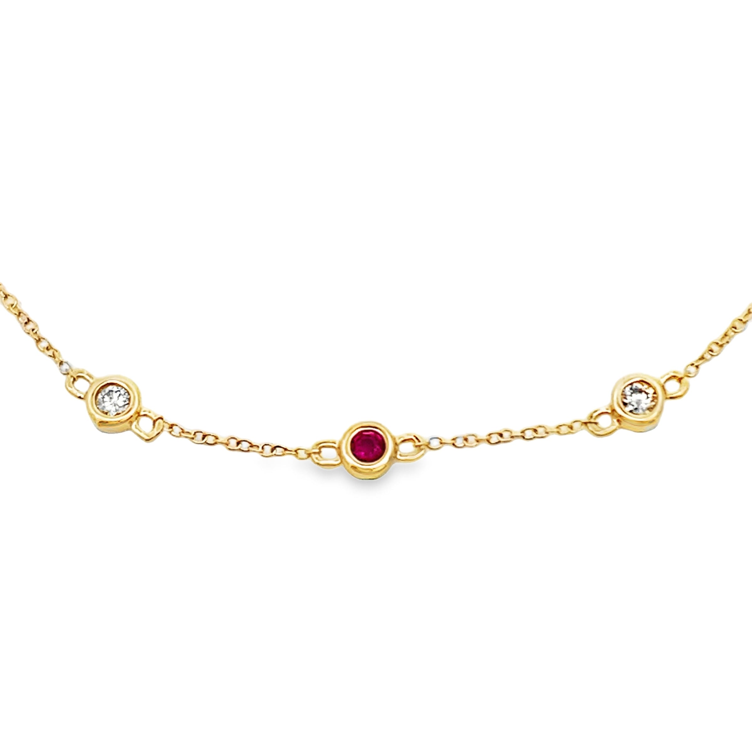 Natural .25ct Ruby Diamond Bracelet 14KT Yellow Gold