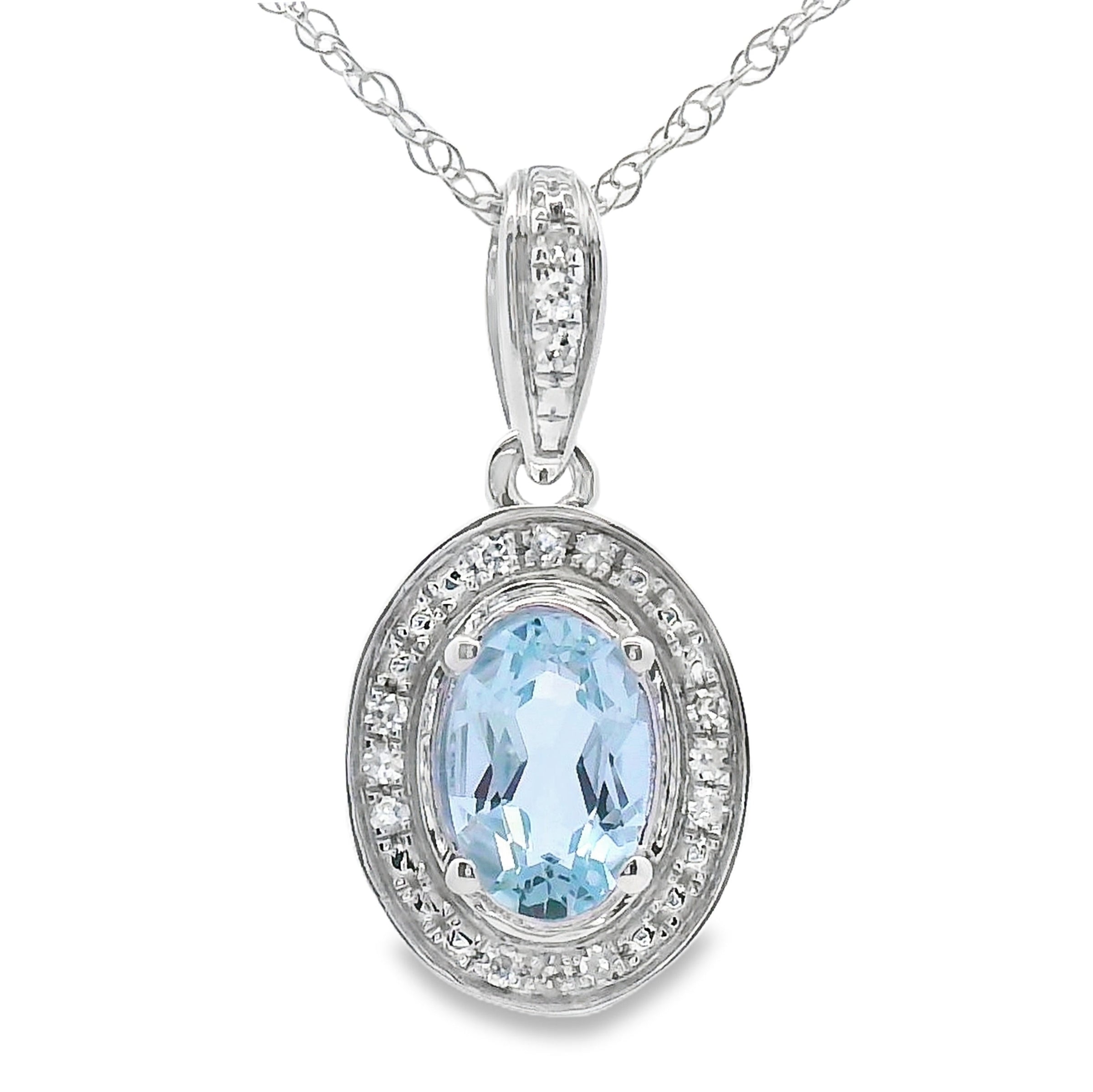 Aquamarine Diamond Fashion Pendants 10KT White Gold