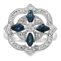 Natural .88ct Sapphire Diamond Ring 14KT White Gold