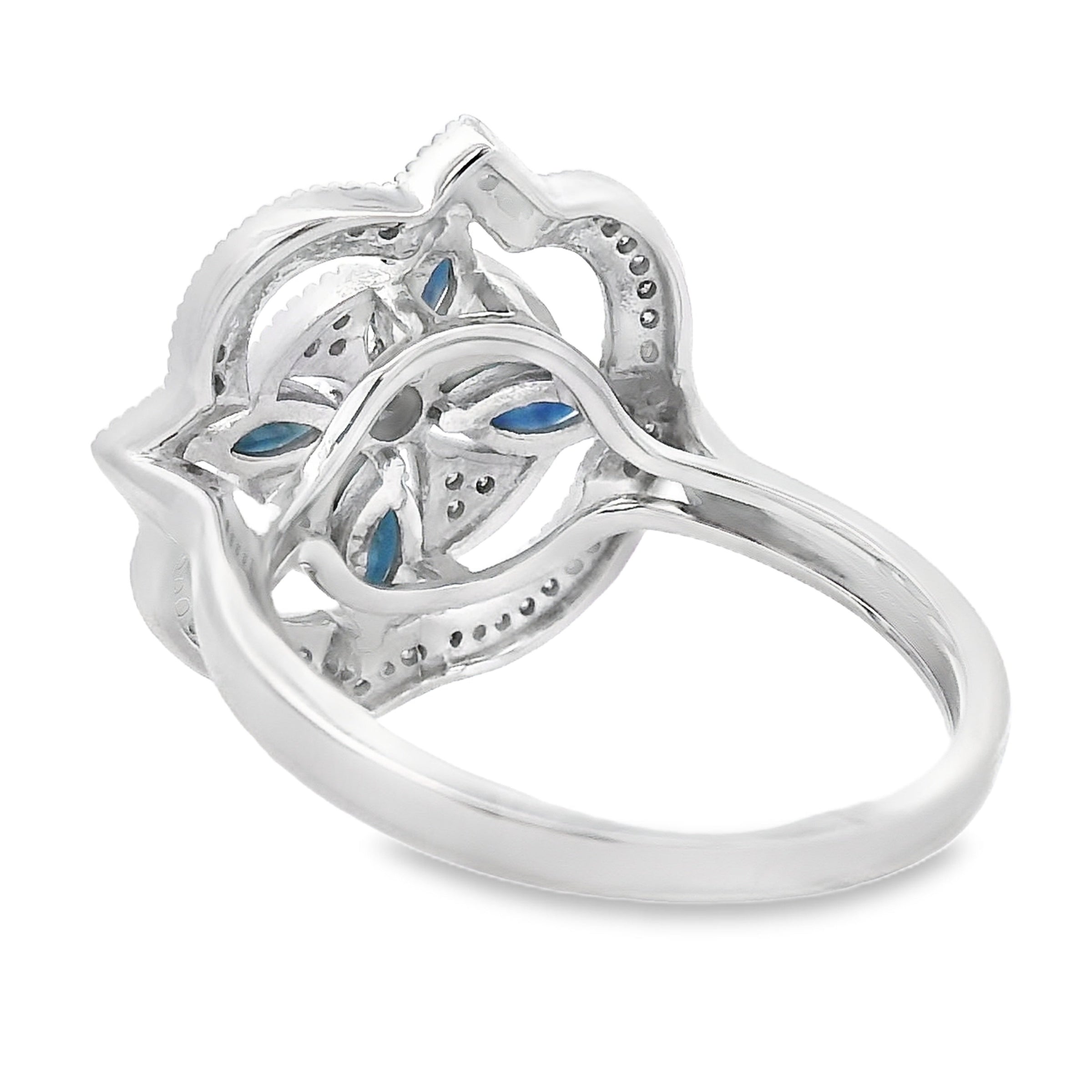 Natural .88ct Sapphire Diamond Ring 14KT White Gold